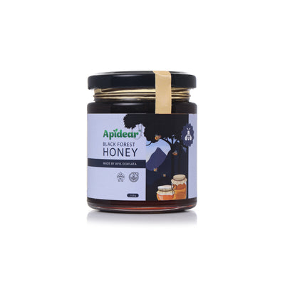 Jar of Apidear Black Forest Honey on a white background